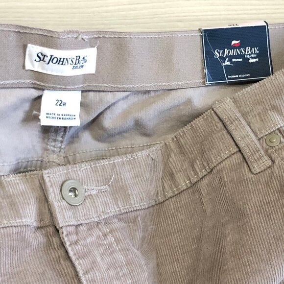 St Johns Bay Womens Corduroy Pants Comfort Waist Cord Oatmeal Tan Plus Size 22W - Picture 3 of 11